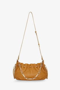 Zimmermann women’s halcyon leather clutch black with tan leather crossbody bag and gold-tone chain strap detailed rings