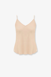 Zimmermann women’s luna applique shirt white beige satin camisole with thin spaghetti straps and v-neckline