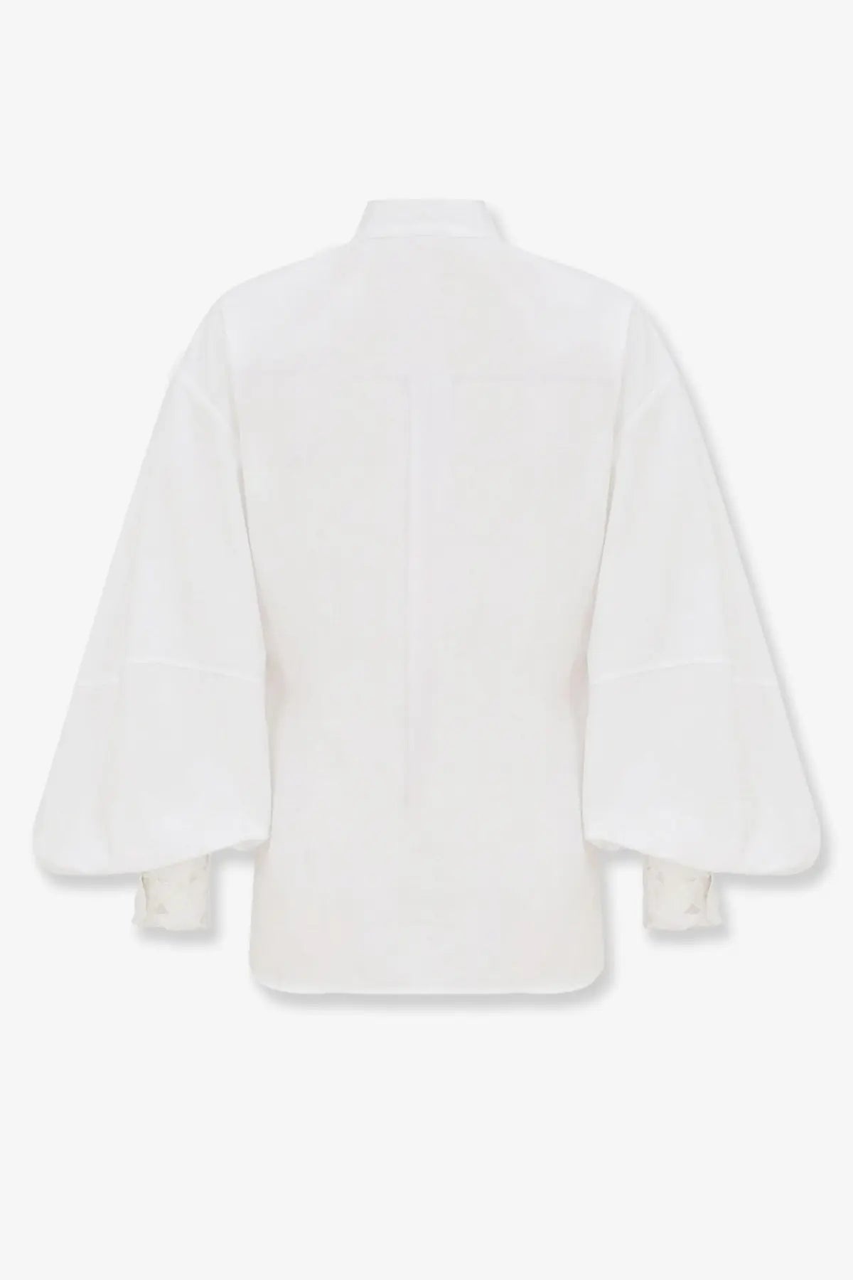 Zimmermann women’s luna applique white blouse with voluminous sleeves and classic collar in lightweight fabric