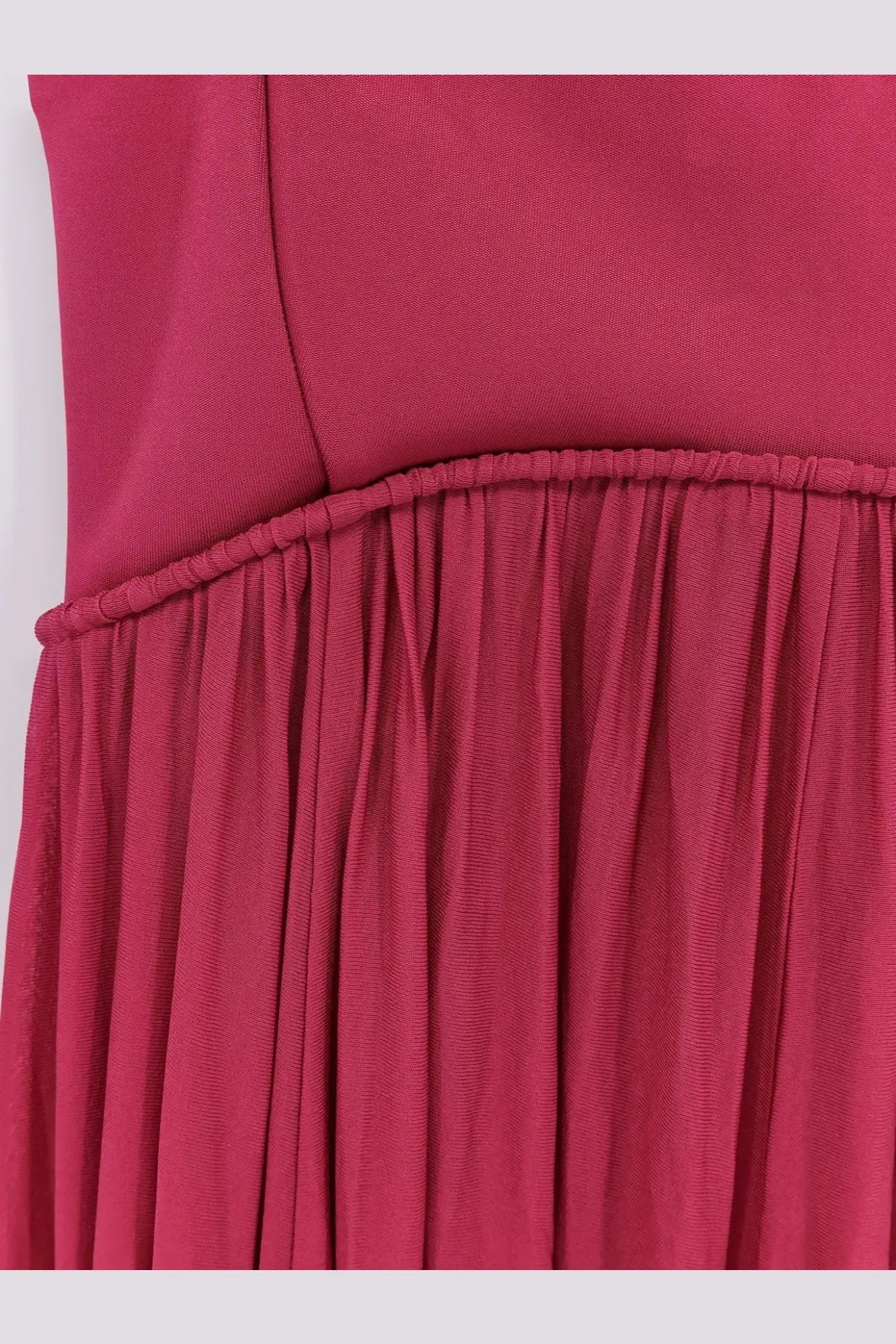 Zimmermann women’s luna jersey dress pink with a vibrant fuchsia pleated skirt and gathered waistband