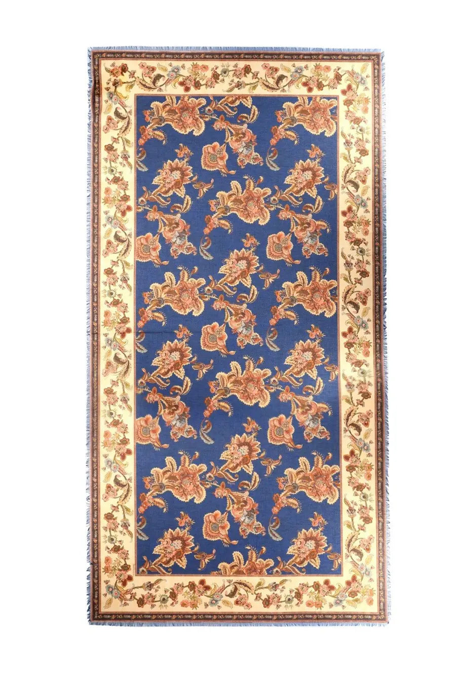 Zimmermann women’s pareo in multicolor printed cotton featuring a rectangular blue rug design with floral patterns