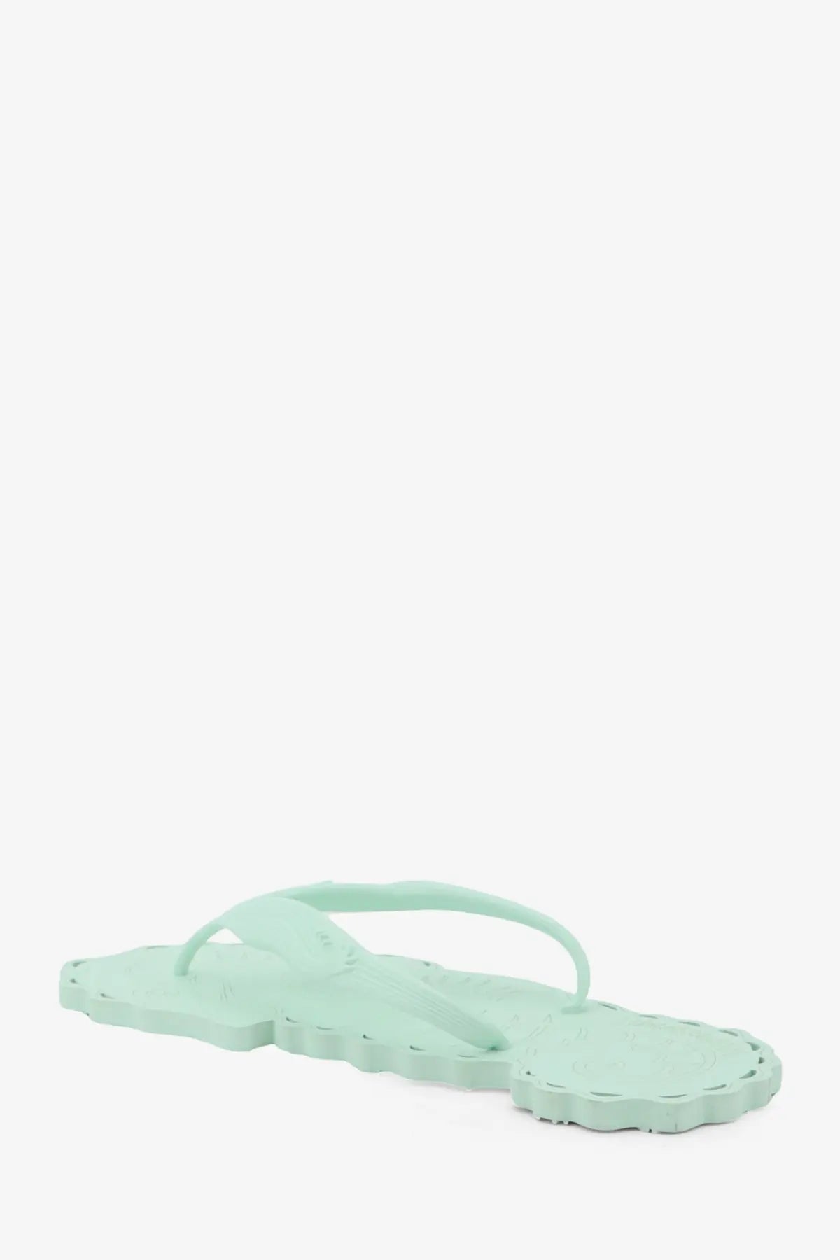 Zimmermann women’s seafoam green rubber thong sandals with mint green flip-flop design and scalloped edges