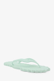 Zimmermann women’s seafoam green thong rubber sandal with scalloped edges and embossed strap design