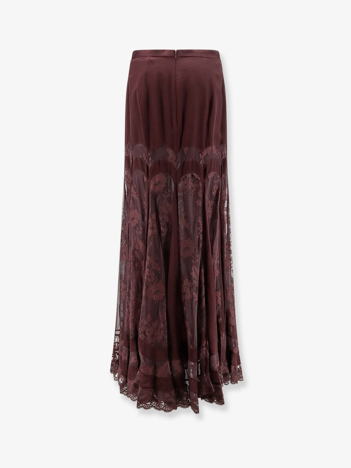 Zimmermann Women's Valiant Silk and Lace Blend Long Skirt Brown, view 2
