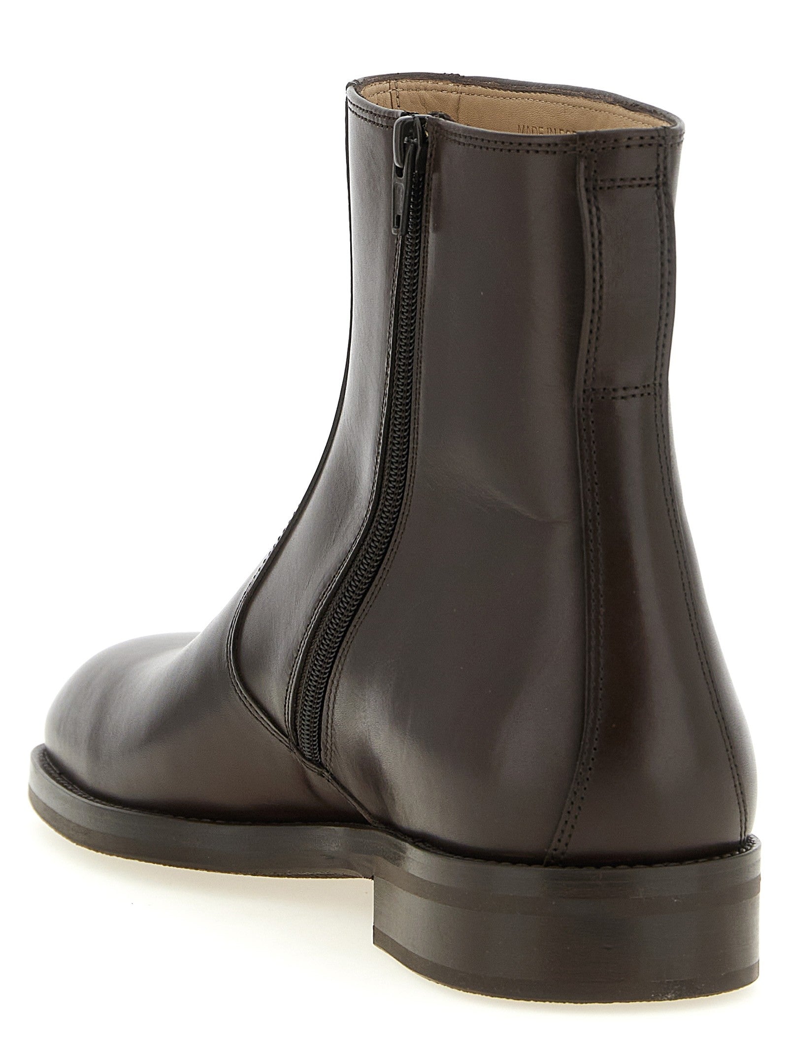 Lemaire Zip Ankle Boots Brown