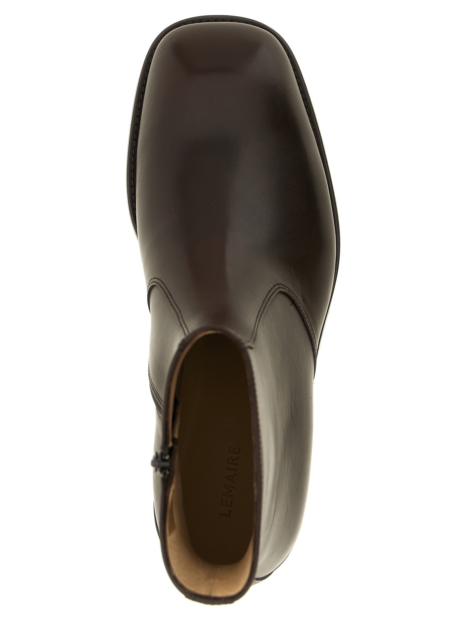 Lemaire Zip Ankle Boots Brown
