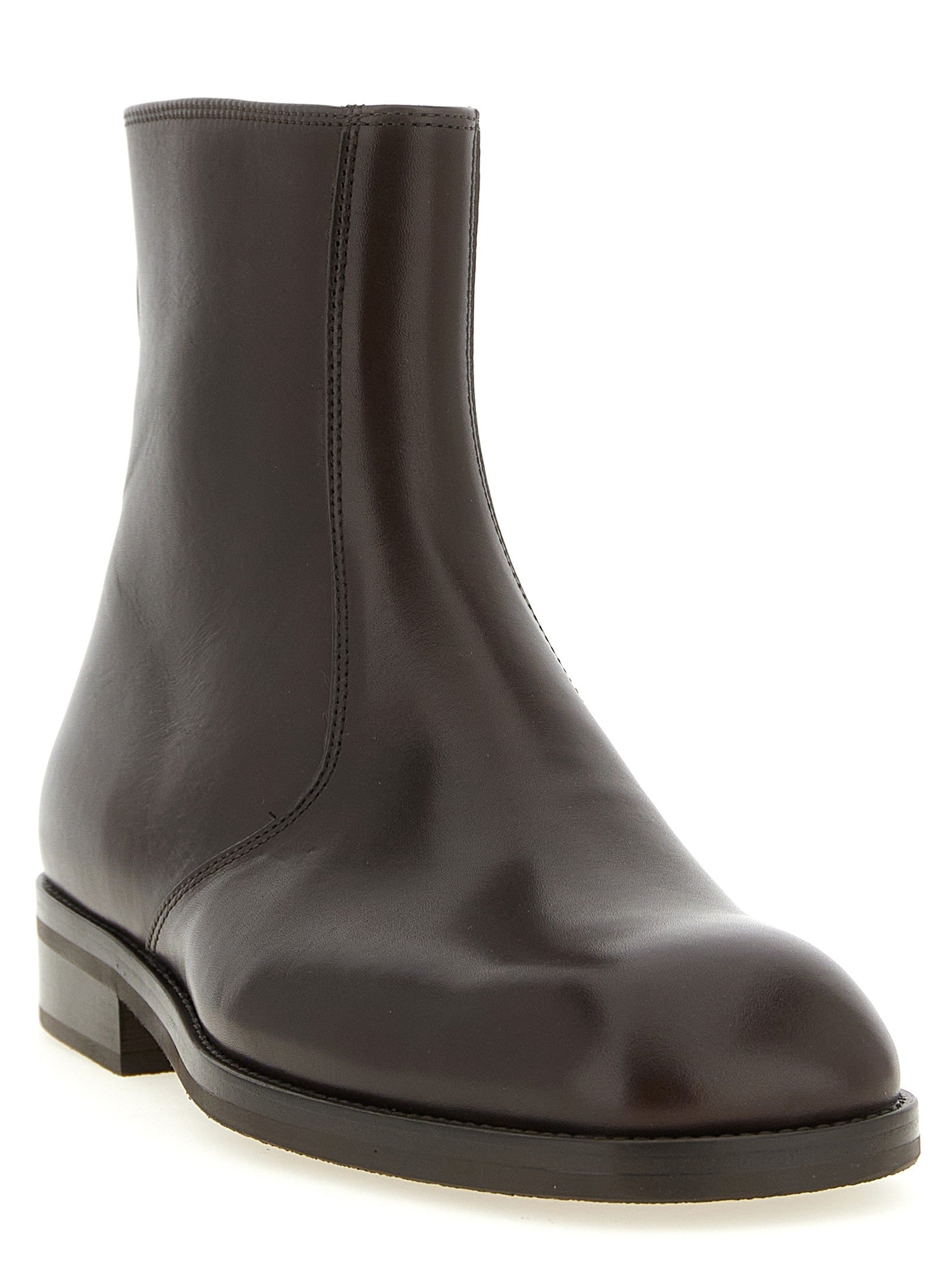 Lemaire Zip Ankle Boots Brown