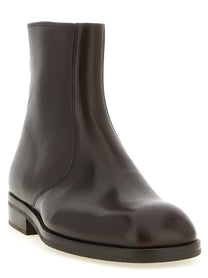 Lemaire Zip Ankle Boots Brown