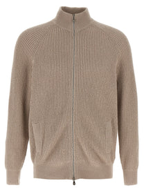 Brunello Cucinelli Zip Cardigan Beige