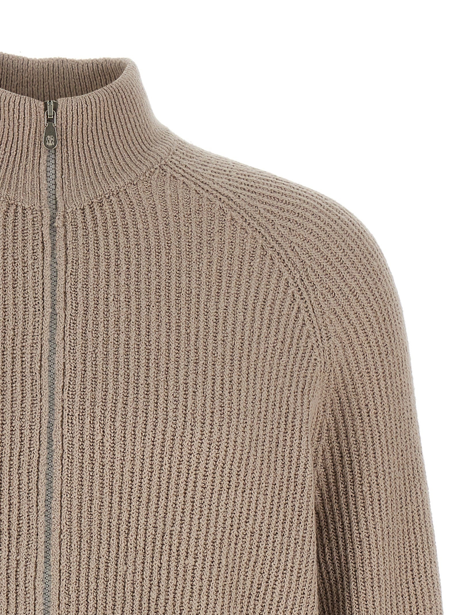 Brunello Cucinelli Zip Cardigan Beige