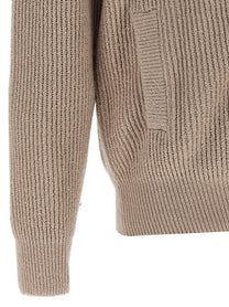 Brunello Cucinelli Zip Cardigan Beige