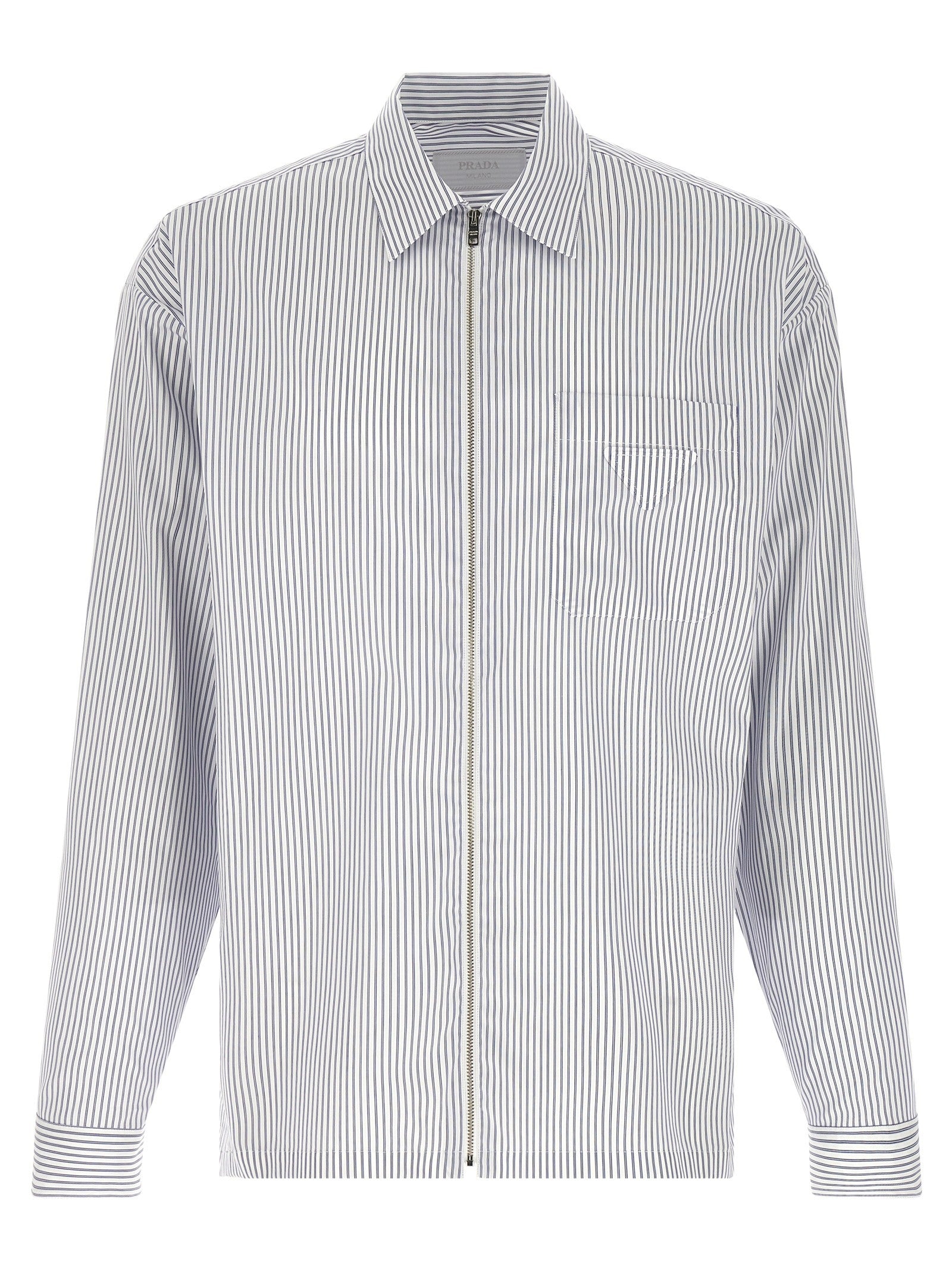 PRADA Zip Striped Shirt Blue