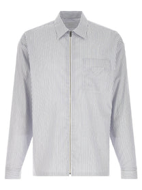 PRADA Zip Striped Shirt Blue