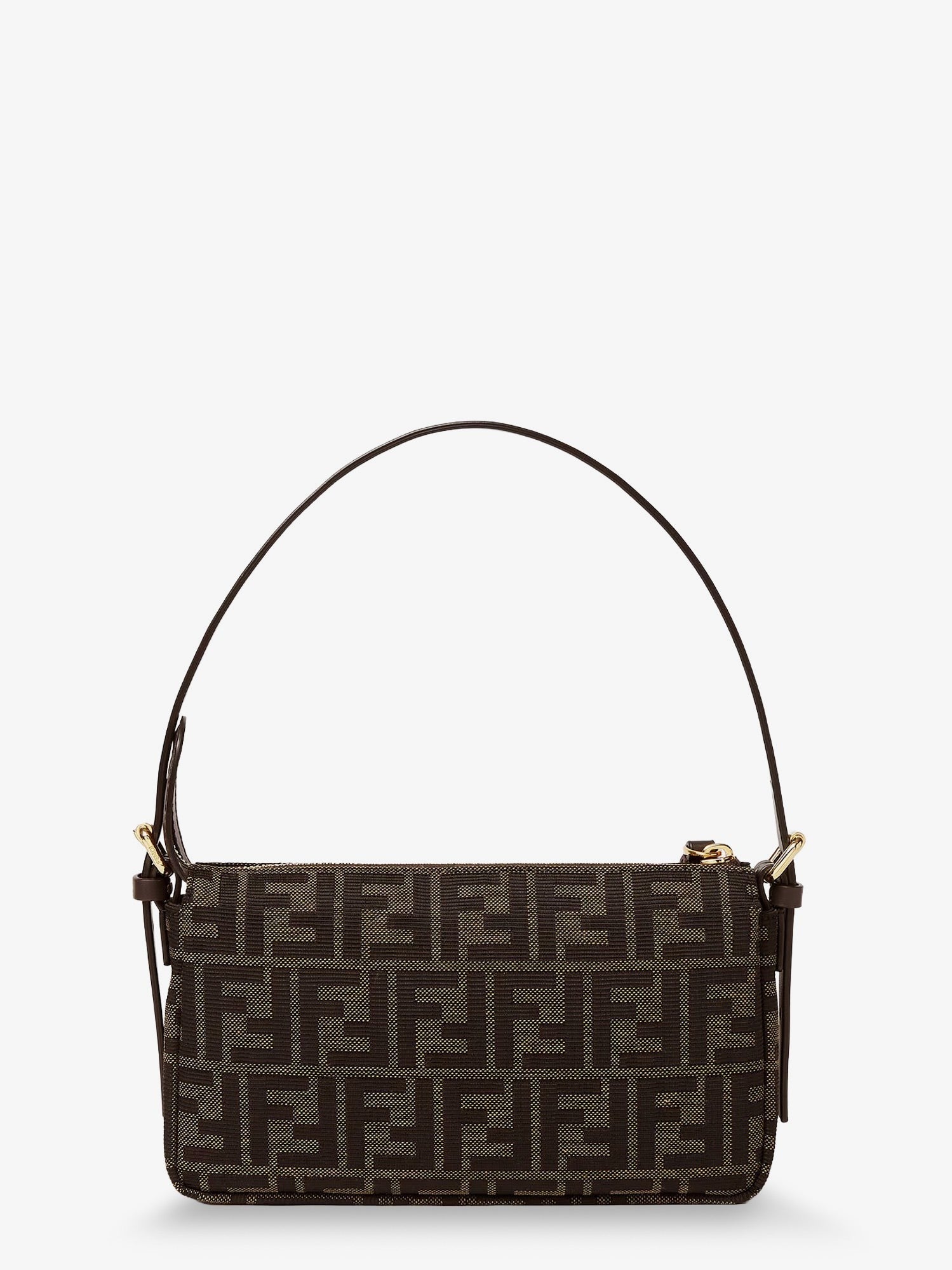 Fendi Women's Zip Top Small FF Zucca Fabric Shoulder Bag Black