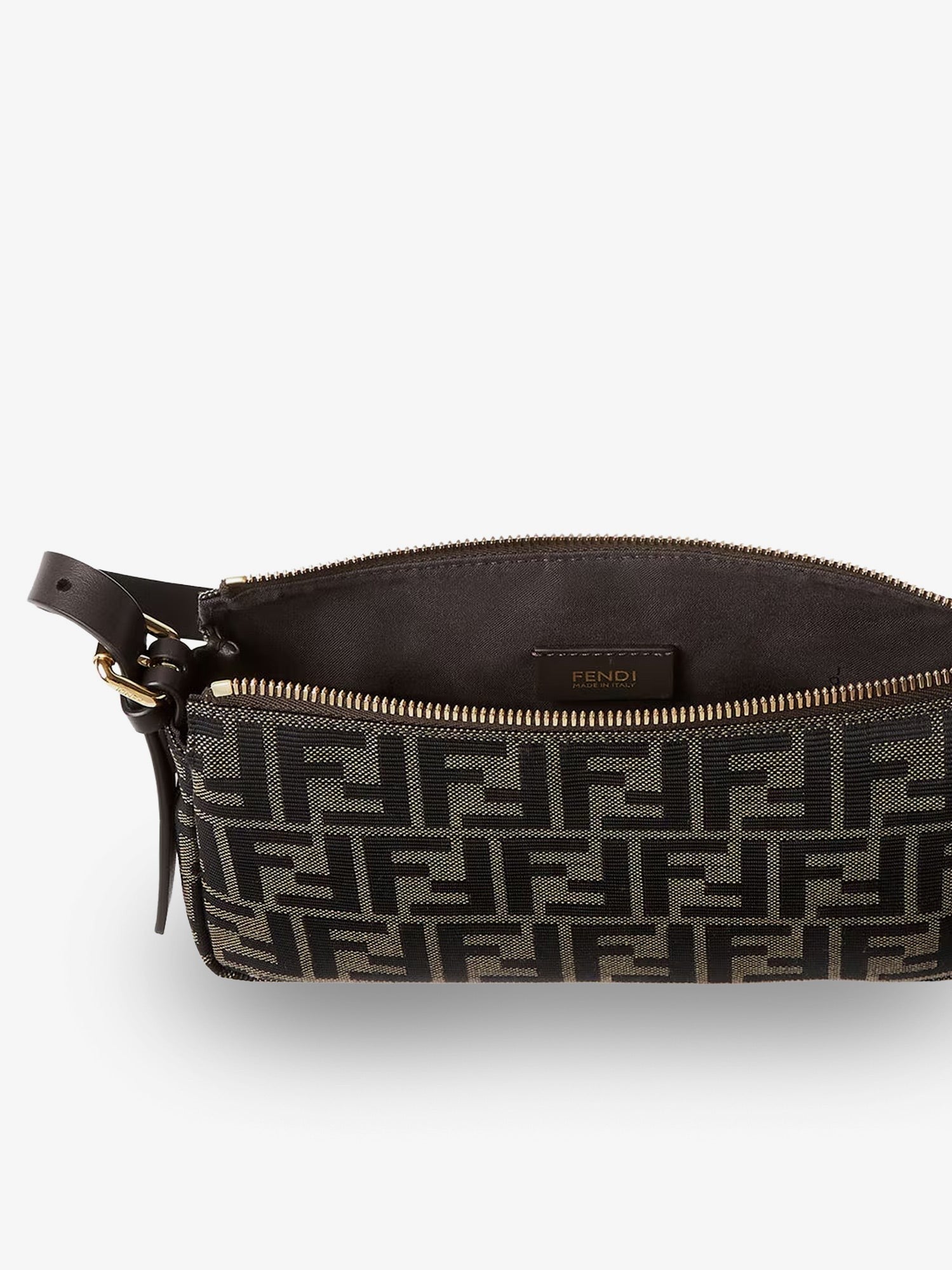 Fendi Women's Zip Top Small FF Zucca Fabric Shoulder Bag Black