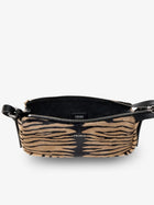 Fendi Women's Zip Top Small Shoulder Bag in Tiger Print Pony Skin Black