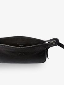 Fendi Women's Zip Top Small Vintage Effect Leather Shoulder Bag Black