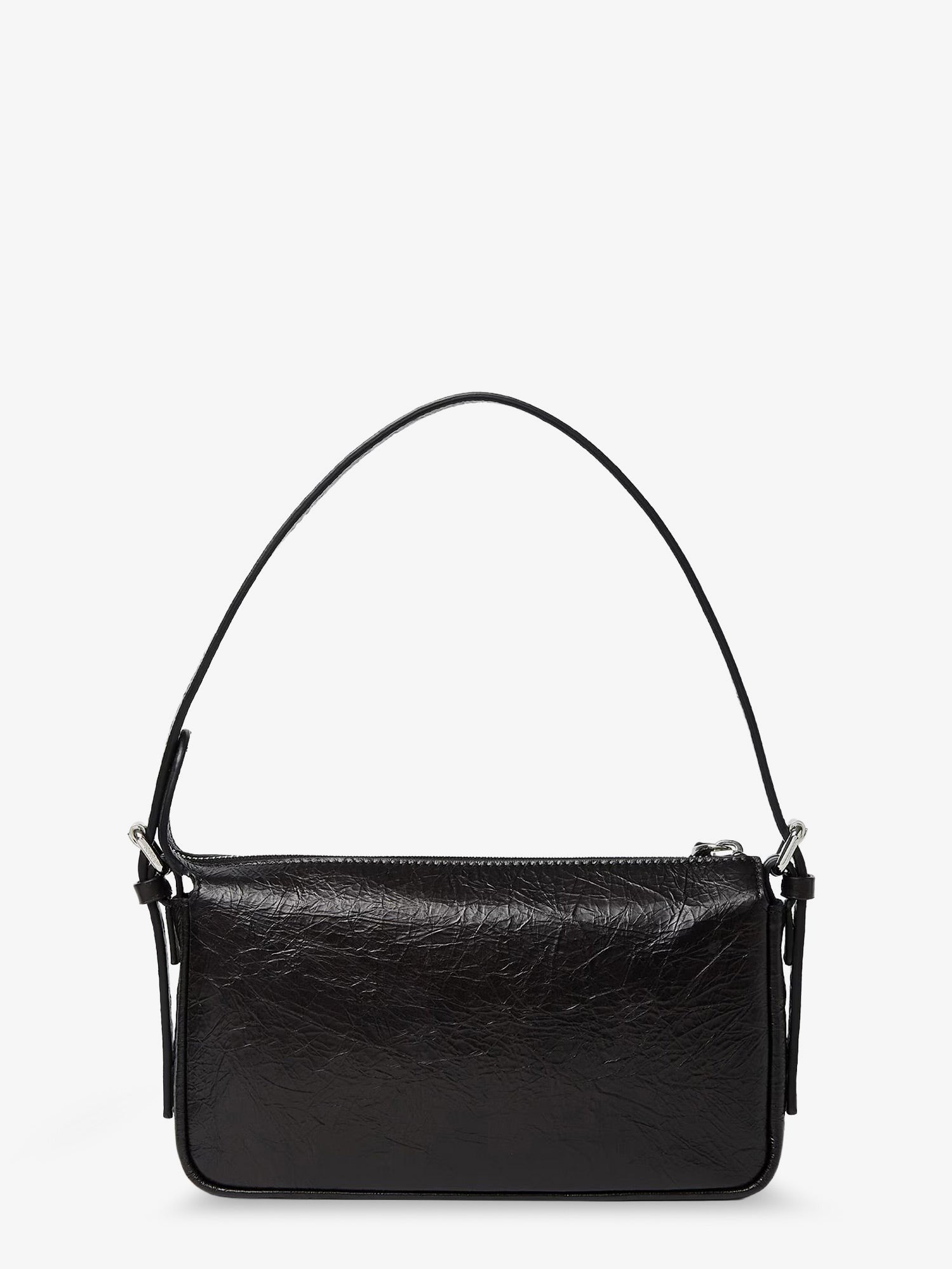 Fendi Women's Zip Top Small Vintage Effect Leather Shoulder Bag Black