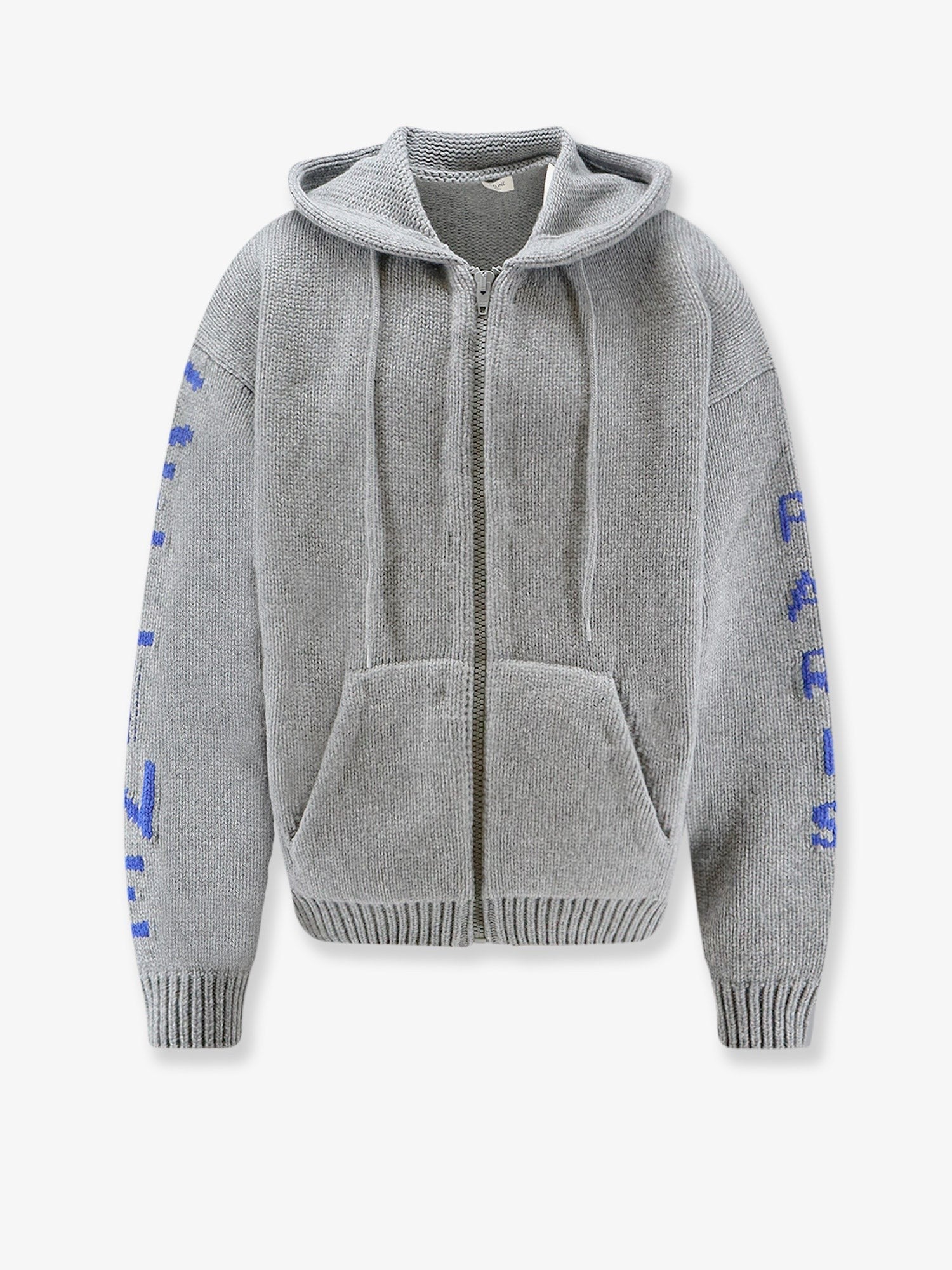 Celine Men's Zip up Virgin Wool Cardigan Grey