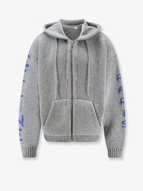 Celine Men's Zip up Virgin Wool Cardigan Grey