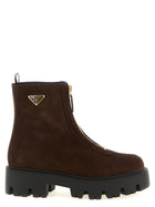 PRADA Zipped Ankle Boots Brown