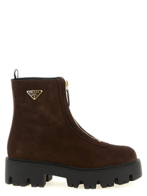 PRADA Zipped Ankle Boots Brown