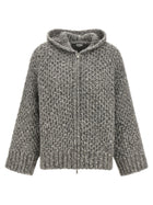 Peserico Zipped Hooded Cardigan Grey