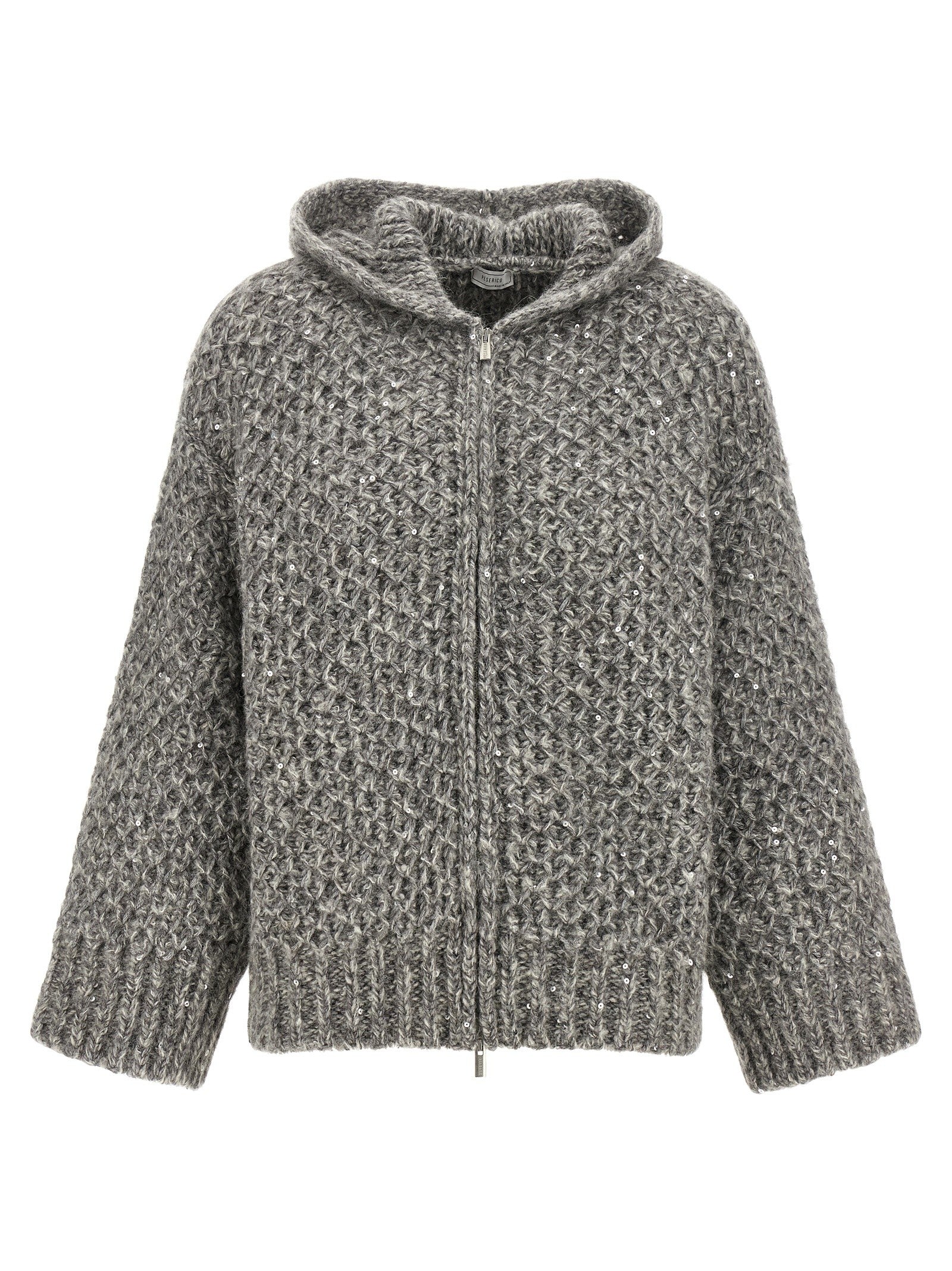 Peserico Zipped Hooded Cardigan Grey