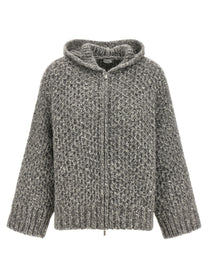Peserico Zipped Hooded Cardigan Grey