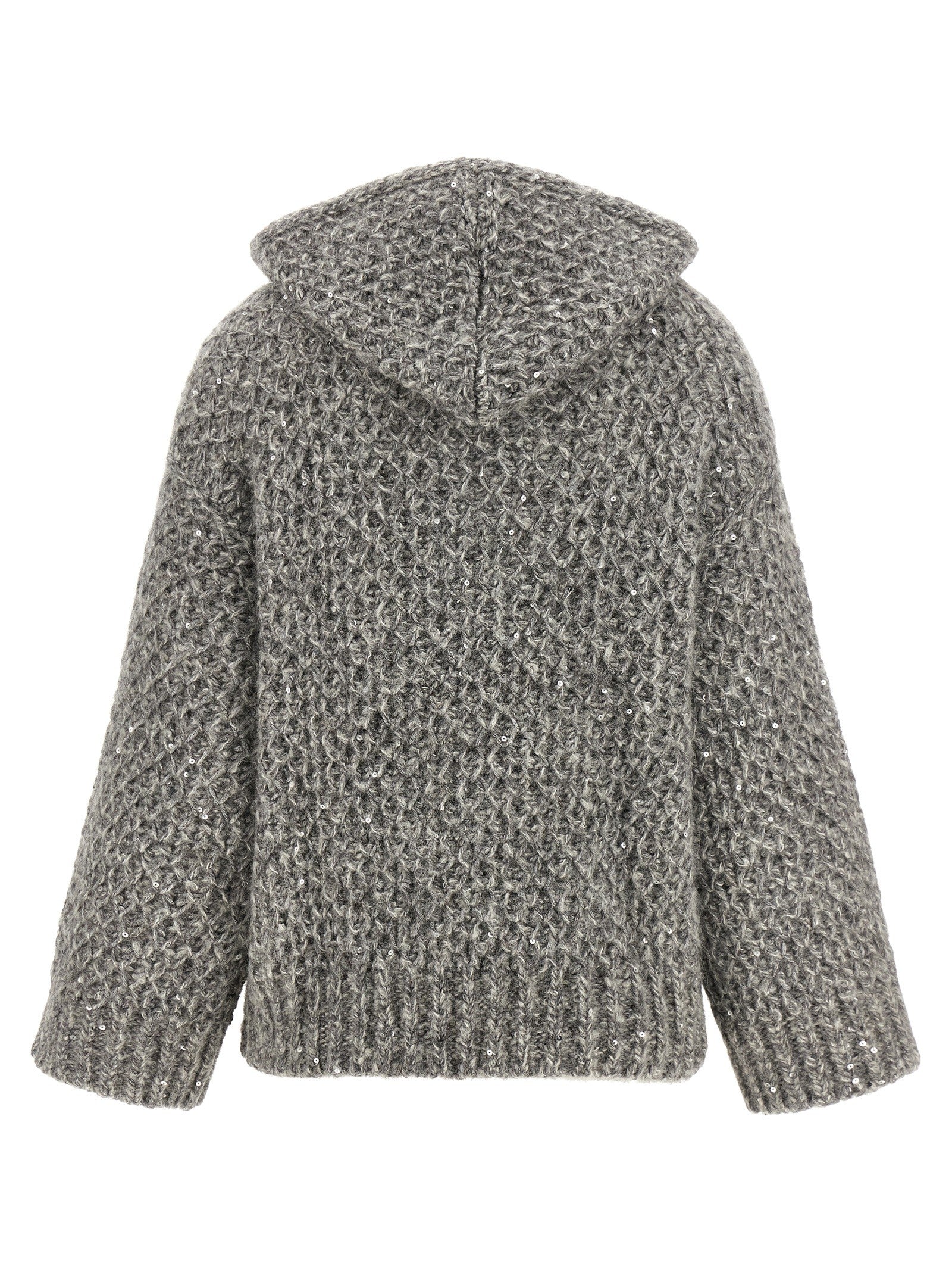 Peserico Zipped Hooded Cardigan Grey