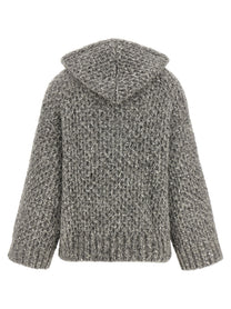 Peserico Zipped Hooded Cardigan Grey