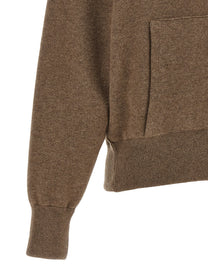 Agnona Zipped Hooded Sweater Brown