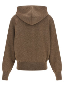 Agnona Zipped Hooded Sweater Brown