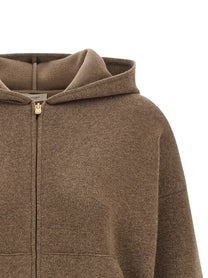 Agnona Zipped Hooded Sweater Brown