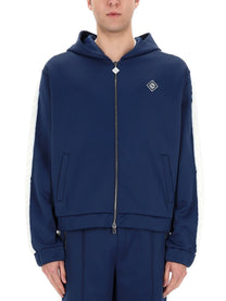 Casablanca Men's Zipper Hoodie Blue, view 4