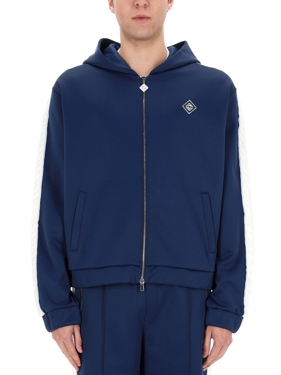 Casablanca Men's Zipper Hoodie Blue, view 4