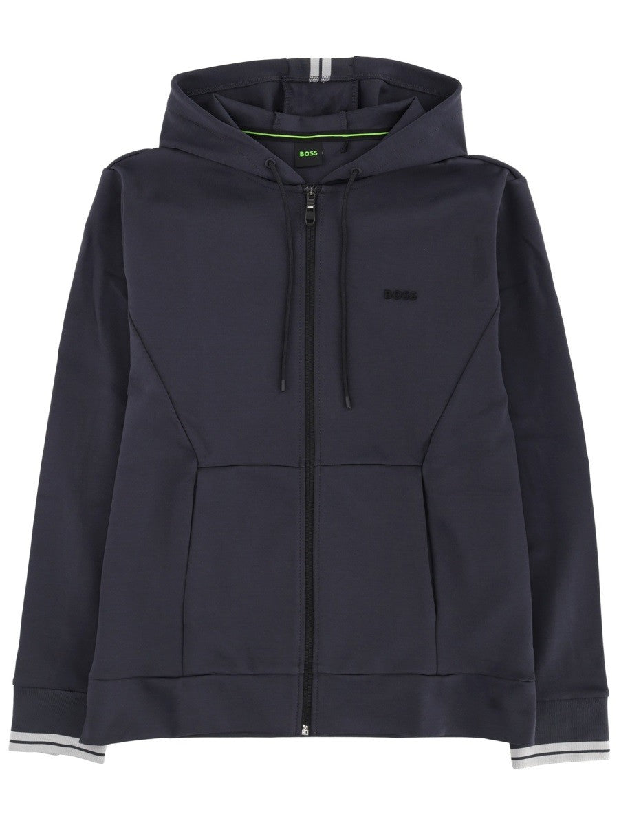 BOSS Men's Zipper Hoodie Blue