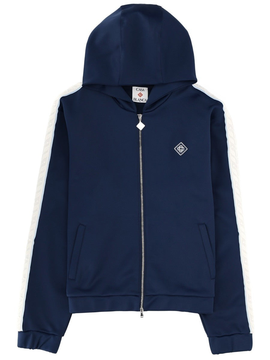Casablanca Men's Zipper Hoodie Blue
