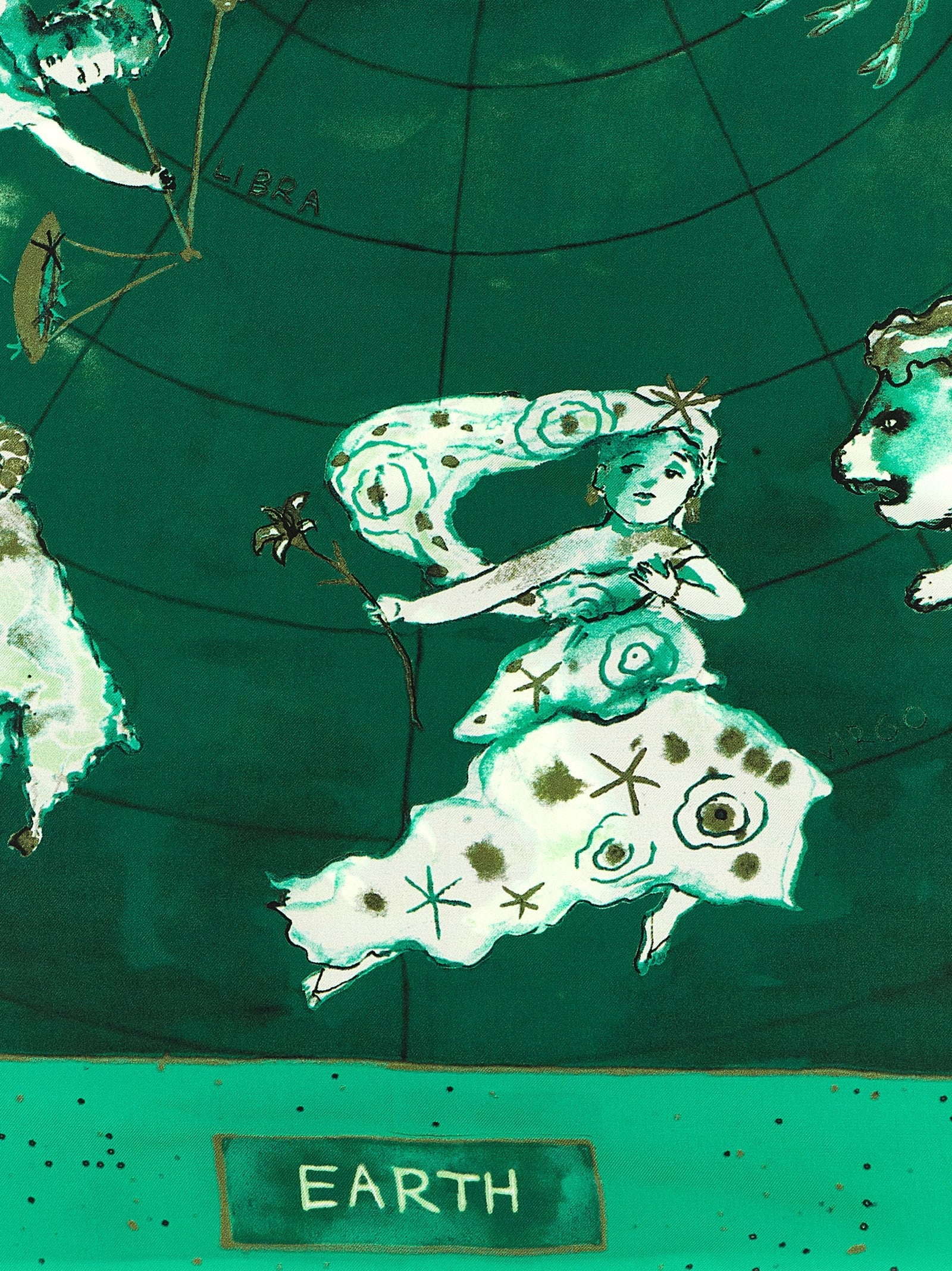 Diane Von Furstenberg Zodiac Flag Scarf Green